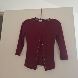 Forever 21 Maroon Ruffled Cardigan